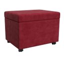 Ver imagem 1 de Puff Baú com Rodízios Mesa de Centro Multifuncional Vinho