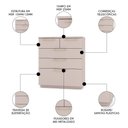 Ver imagem 4 de Cômoda para Quarto 5 Gavetas 90cm Dubai Alasca - Vila Rica