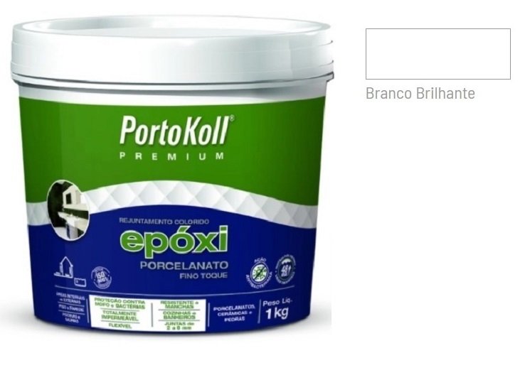Rejunte Epóxi Porcelanato - Portokoll 1kg - BRANCO BRILHANTE