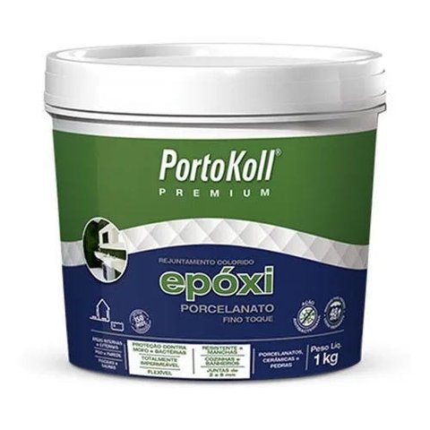 Rejunte Epóxi Porcelanato - Portokoll - 1kg Preto Intenso