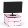 Suporte para Monitor MDF Adesivado 2 Gavetas Rosa - 1