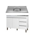 Ver imagem 1 de Balcão Karen + Pia 1,19m de Inox Peternella Branco Bigshop