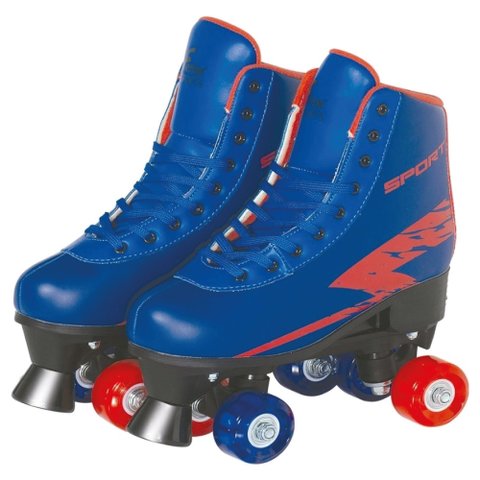 Patins Ajustável 4 Rodas Com Luzes Azul Fenix - 35 - 38