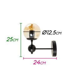 Arandela Orbe Preto com Cúpula de Vidro Bella Rm005B St2217 - 2