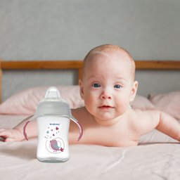 Copo de Bebê Treinamento Com Bico Silicone e Alças 300ml +6 Meses Kababy Rosa - 2