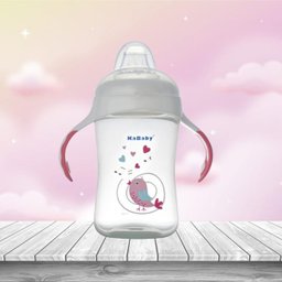 Copo de Bebê Treinamento Com Bico Silicone e Alças 300ml +6 Meses Kababy Rosa - 3