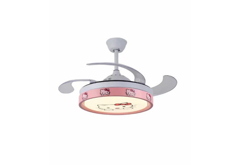 Ventilador Teto Retratil Infantil Led Bluetooth Hello Kitty