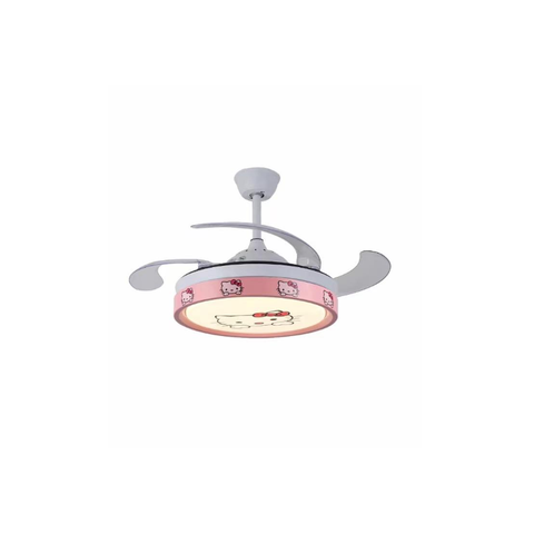 Ventilador Teto Retratil Infantil Led Bluetooth Hello Kitty