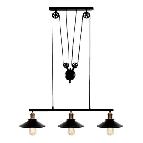Lustre Pendente Industrial Retrô Preto Factory Regulável Bivolt 28018-3
