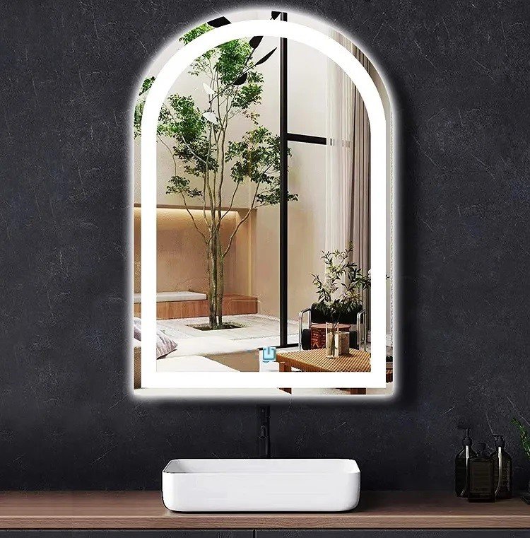 Espelho Jateado Arco Iluminado com Led Frio Touch 80x60cm