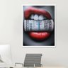Quadro Decorativo Dinheiro Money Lips 45x34cm - com Vidro:moldura Branca - 1