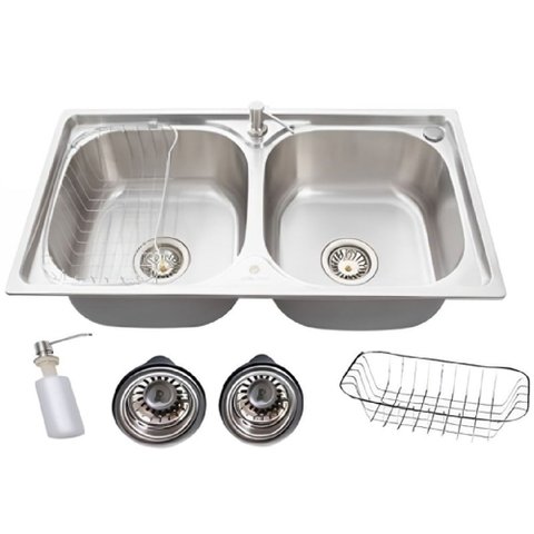 Cuba Dupla Gourmet Aço Inox 78x43cm com Acessórios - Cub-002-201 - Stillus Home Cuba Dupla Gourmet 7