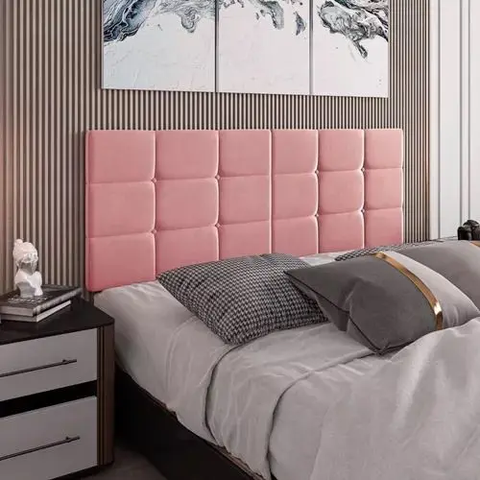 Cabeceira Painel Bia Estofada Casal Rosa 1,40m - Pc Móveis