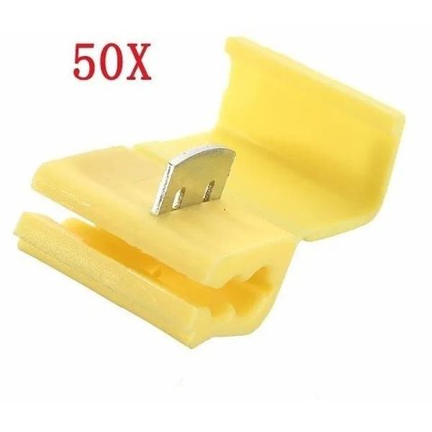 Kit 50pçs Conector Derivação Emenda Cabos Fios Amarelo 4 a 6mm