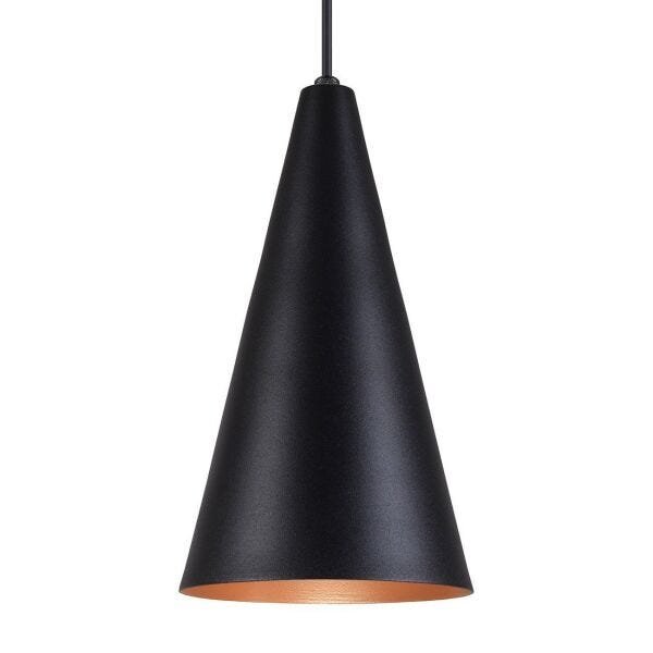 Pendente Cone S/Furo - Preto Fosco com Cobre - Preto | MadeiraMadeira
