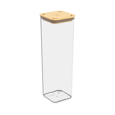 Pote Hermético Quadrado 1,8l Tampa Bambu Bpa Free Coza