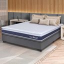 Ver imagem 1 de Conjunto Box Baú Cinza Durban Azul Espuma D28 Casal 138x188x64 - King House