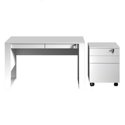 Conjunto Mesa para Computador com Balcão para Escritório Branco - Fdecor - 2 Conjunto Mesa para Computador com Balcão para Escritório Branco - Fdecor - 2
