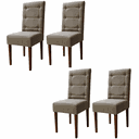 Ver imagem 1 de Kit 4 Cadeiras Sala de Jantar Estofadas Eloísa Veludo Bege (liz Maria)