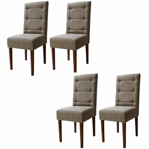 Kit 4 Cadeiras Sala de Jantar Estofadas Eloísa Veludo Bege (liz Maria)