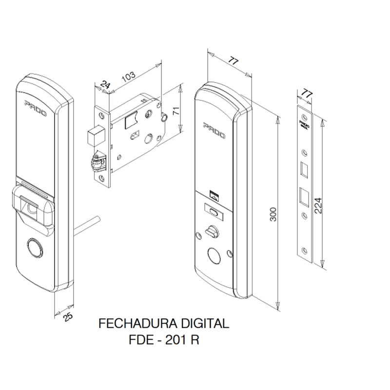 Kit Fechadura Digital Fde-201r Magnético Pado C/ Olho Mágico - 8