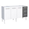 Gabinete de Cozinha para Pia 160 em Aço Vênus 3 Gavetas Branco/preto - Cozimax - 1
