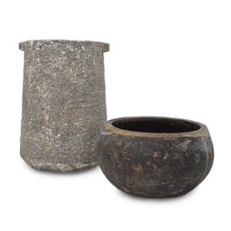 VASO CIMENTO ALTO TEXTURA PEDRA - 4