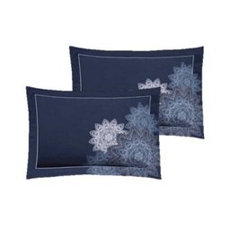 Cobre Leito King Kacyumara Satinée 300 fios - Mandal Blue - 3