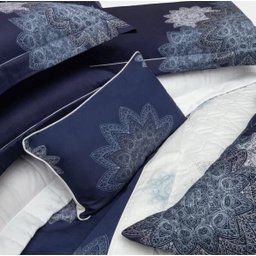 Cobre Leito King Kacyumara Satinée 300 fios - Mandal Blue - 2