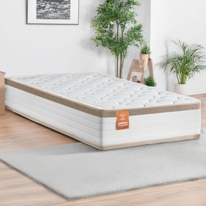 Colchão Solteiro Molas Ensacadas Real 88x188x27cm Branco / Bege - Suporta até 130kg
