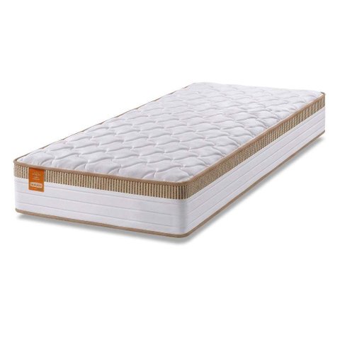 Colchão Solteiro Molas Ensacadas Real 88x188x27cm Branco / Bege - Suporta até 130kg