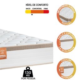 Colchão Solteiro Molas Ensacadas Real 88x188x27cm Branco / Bege - Suporta até 130kg - 4