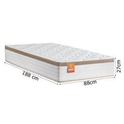 Colchão Solteiro Molas Ensacadas Real 88x188x27cm Branco / Bege - Suporta até 130kg - 3