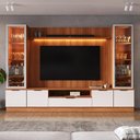 Ver imagem 2 de Estante Home Noble 270cm para Tv até 75 Polegadas com 2 Cristaleiras, Portas Reflecta e Led