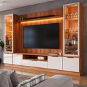 Ver imagem 1 de Estante Home Noble 270cm para Tv até 75 Polegadas com 2 Cristaleiras, Portas Reflecta e Led