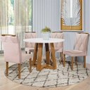 Ver imagem 2 de Conjunto Sala de Jantar Napole Mesa Redonda 1,2M e 4 Cadeiras - Móveis Mix