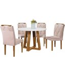 Ver imagem 1 de Conjunto Sala de Jantar Napole Mesa Redonda 1,0M e 4 Cadeiras - Móveis Mix
