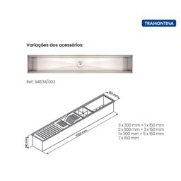 Escorredor Úmido 105x18cm para Sobrepor em Aço Inox com Acabamento Scotch Brite - 3