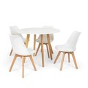 Ver imagem 1 de Conjunto Mesa Leda Branca 90 Cm + 4 Cadeiras Leda Brancas