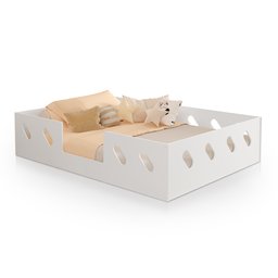 Cama Casal Montessoriana Infantil Helena Branca Acompanha Luminária Nuvem - 2