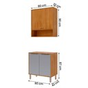 Ver imagem 4 de Armário Aéreo com Balcão Divina 80 Cm para Cozinha 4 Portas Cinamomo/platina