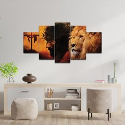 Kit Placa Quadro Decorativo 3D Borda infinita Jesus e Leão - 3