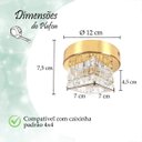 Ver imagem 7 de 5 Plafon Spot Cristal Sobrepor Dourado Polido Banheiro Bet44
