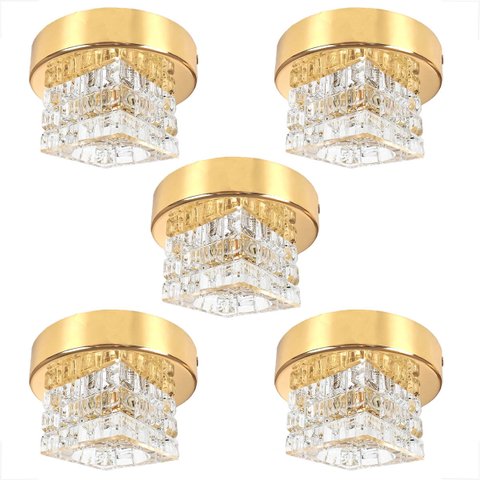 5 Plafon Spot Cristal Sobrepor Dourado Polido Banheiro Bet44