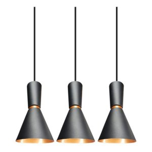 03 Lustre Moderno Malibu para Áreas Externa Mesa Churrasqueira Preto com Cobre 110V/220V