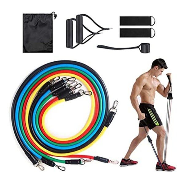 Kit 5 Elasticos Extensores Exercicios Fitness Tubing Esportes Funcional Academia Em Casa - 3