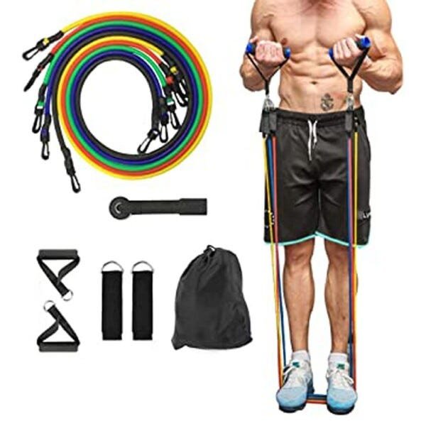 Kit 5 Elasticos Extensores Exercicios Fitness Tubing Esportes Funcional Academia Em Casa - 4