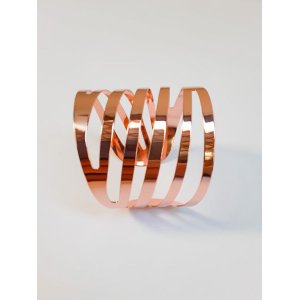Conjunto 4 Aneis para Guardanapo de Aco Curves Cobre 4Cm