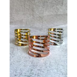 Conjunto 4 Aneis para Guardanapo de Aco Curves Cobre 4Cm - 4