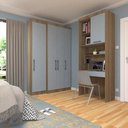 Ver imagem 1 de Quarto Home Office com Guarda Roupas e Bancada de Estudos Paris Luciane Móveis